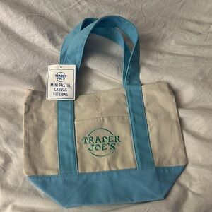 Trader Joe's Blue and Cream Canvas Tote